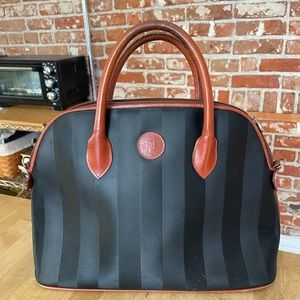 FENDI Vintage Pequin Top Handle Bag Dome Satchel